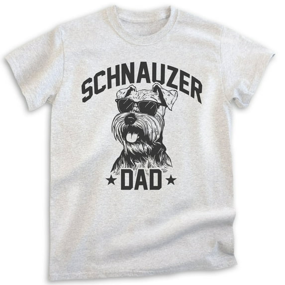 Schnauzer Dad, Unisex Men's Shirt, Mini Schnauzer, Schnauzer Owner, Funny Dog Dad Gift, Heather Ash, Medium