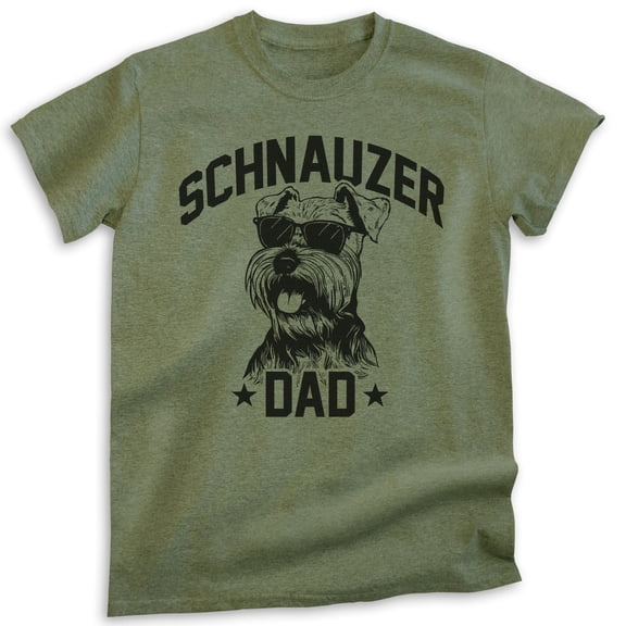 Schnauzer Dad, Unisex Men's Shirt, Mini Schnauzer, Schnauzer Owner, Funny Dog Dad Gift, Heather Military Green, Medium