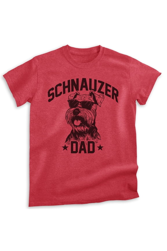 Schnauzer Dad, Unisex Men's Shirt, Mini Schnauzer, Schnauzer Owner, Funny Dog Dad Gift, Heather Red, Small