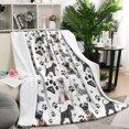 thumbnail image 1 of Schnauzer Dog and Footprints Blanket,Comfortable Soft Flannel Throw Blanket,All Season,Warm Lightweight Blankets for Sofa Bed Couch Living Room Chair,50"x60"(130x150cm), 1 of 4