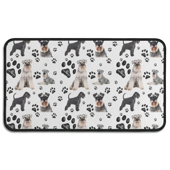Schnauzer Dog and Footprints Door Rugs,Washable Non Slip Door Mats Indoor,Decorative Door Mats,Entry Mat Indoor for Entrance,Bedroom,Kitchen,Bathroom,30"x17"