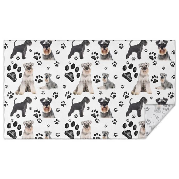 Schnauzer Dog and Footprints Rectangle Tablecloth 60"x102",Waterproof Polyester Rectangle Table Cloth, Wipeable Spillproof Polyester Tablecloth for Dining, Camping, Indoor and Outdoor