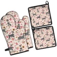 thumbnail image 1 of Schnauzer Dog and Flower Floral Kitchen Oven Mitt and Pot Holder Sets 4 Pcs for Baking, Cooking and Grilling, Heat Resistant Up To 392 °F, 1 of 7