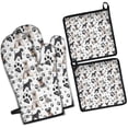 thumbnail image 1 of Schnauzer Dog and Footprints Kitchen Oven Mitt and Pot Holder Sets 2 Pcs for Baking, Cooking and Grilling, Heat Resistant Up To 392 °F, 1 of 7