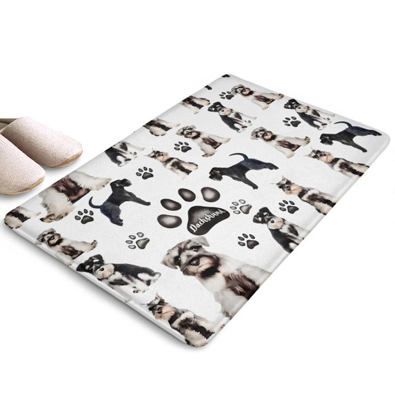 Schnauzer Dogs Flannel Non Slip Door Rugs,Washable Door Mats Indoor,Decorative Door Mats,Dirt-Resistant and Absorbent Doormat for Entrance,Bedroom,Kitchen,Bathroom,23.5x16in(60x40cm)