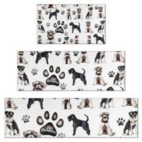 Schnauzer Dogs Kitchen Rugs Sets Of 3,Kitchen Runner Rugs Non Skid Washable,Decorative Kitchen Floor Mats for Kitchen,Sink,Laundry,17"x30"  17"x47"   17"x59"