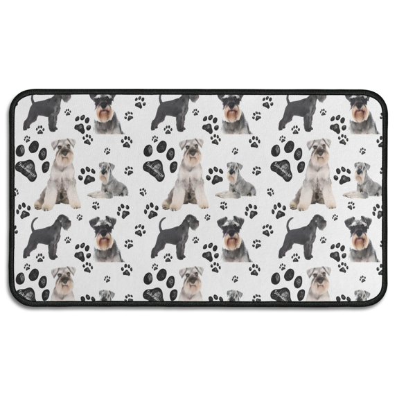Schnauzer Dogs with Paw Door Rugs,Washable Non Slip Door Mats Indoor,Decorative Door Mats,Entry Mat Indoor for Entrance,Bedroom,Kitchen,Bathroom,30"x17"