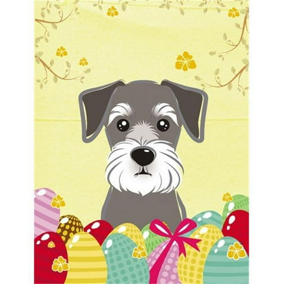 Schnauzer Easter Egg Hunt Canvas House Flag