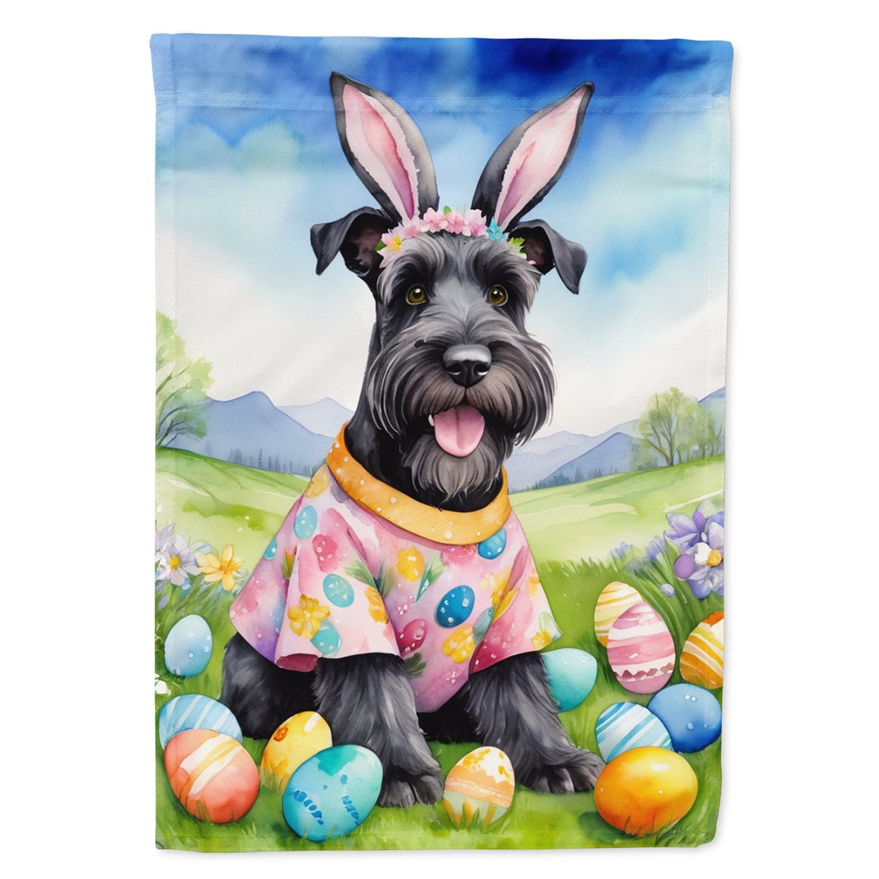 Schnauzer Easter Egg Hunt Garden Flag 11.25 in x 15.5 in