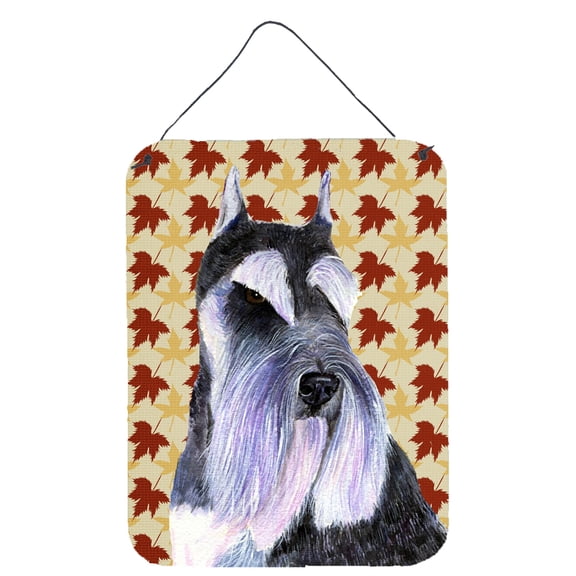 Schnauzer Fall Leaves Portrait Wall or Door Hanging Prints