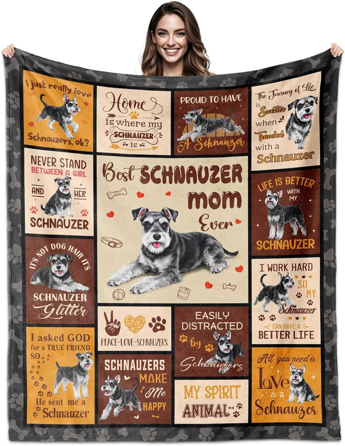 Schnauzer Gifts for Women, Schnauzers Mom Throw Blanket 60'' X 50" Schnauzers Dog Decor for Schnauzer Lovers Gifts