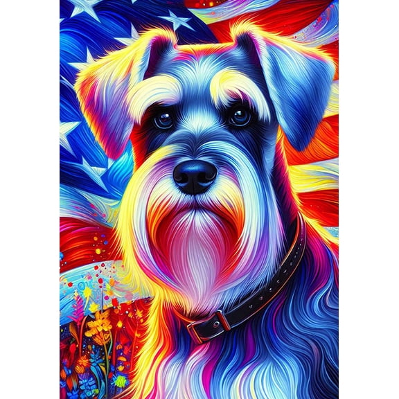 Schnauzer Grey Uncr - Best of Breed DCR Patriotic I House Flag