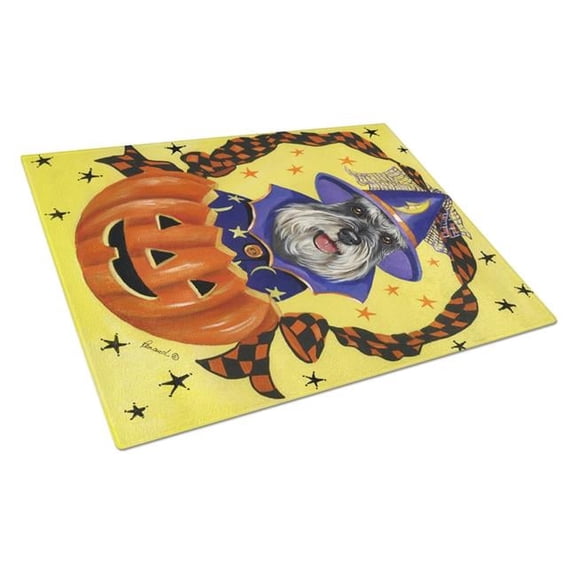 Schnauzer Halloween Glass Cutting Board - Large
