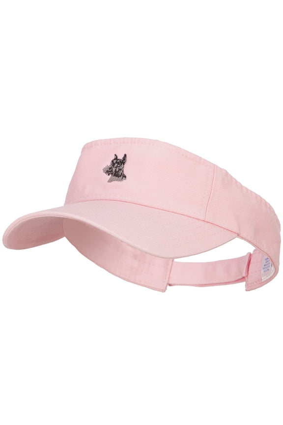 Schnauzer Head Embroidered Pro Style Cotton Washed Visor - Lt Pink OSFM