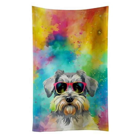 Schnauzer Hippie Dawg Kitchen Towel 15 in x 25 in