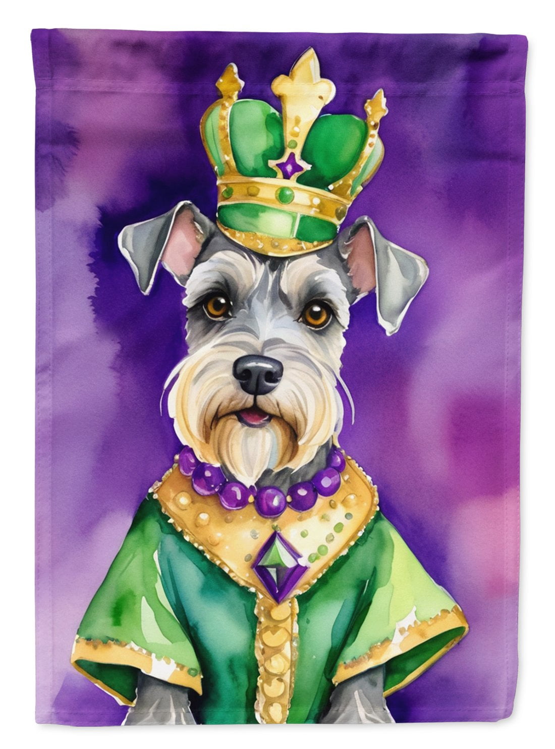 Schnauzer King of Mardi Gras Garden Flag 11.25 in x 15.5 in