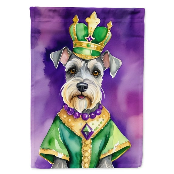 Schnauzer King of Mardi Gras Garden Flag 11.25 in x 15.5 in