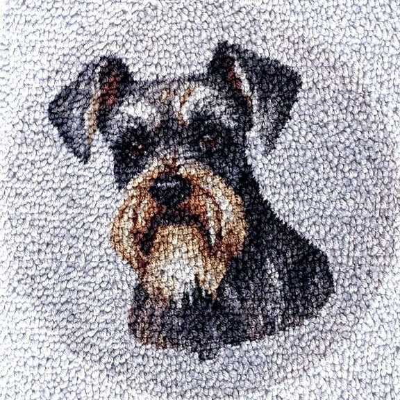 Schnauzer Latch Hook Rug kits Color Printed Crochet Yarn Needlework DIY Hooking Latch Kit Carpet Embroidery Rug Cover Mat for Christmas Chair Cushion Floor Decoration 17x17in(1)