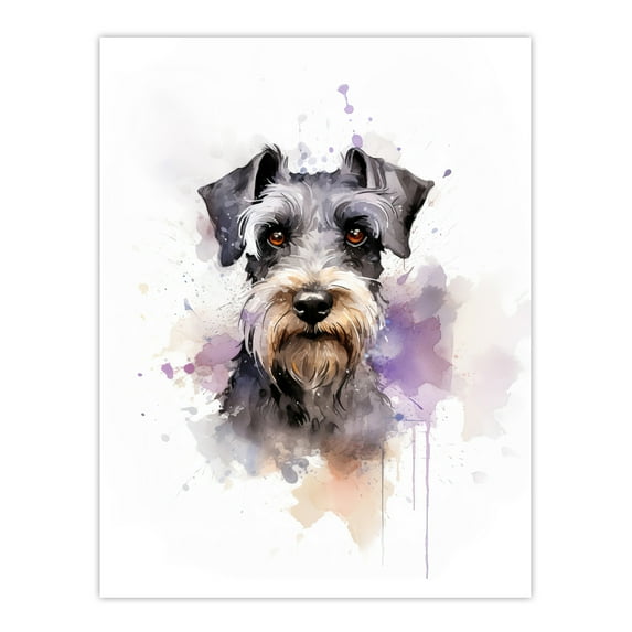 Schnauzer Lovers Gift Watercolour Pet Portrait Painting Artwork Large Wall Art Poster Print Thick Paper 18X24 Inch