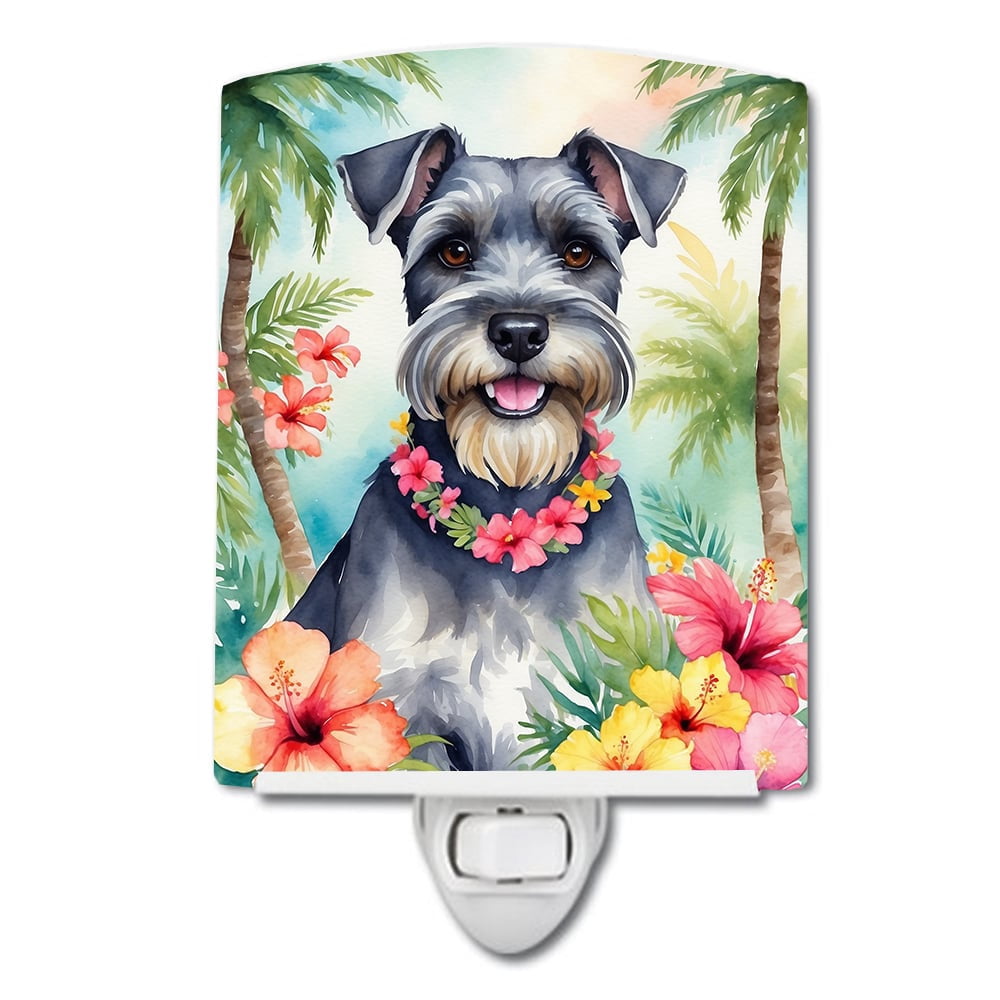 Schnauzer Luau Ceramic Night Light 4 in x 6 in