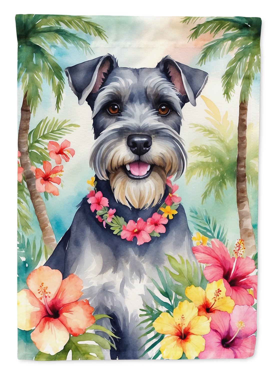 Schnauzer Luau Garden Flag 11.25 in x 15.5 in