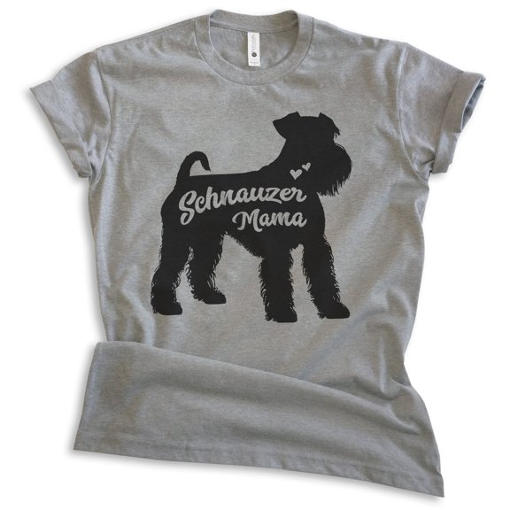 Schnauzer Mama, Unisex Women's Shirt, Mini Schnauzer, Schnauzer Owner, Funny Dog Mama Gift, Dark Heather Gray, Large