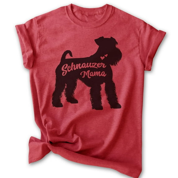 Schnauzer Mama, Unisex Women's Shirt, Mini Schnauzer, Schnauzer Owner, Funny Dog Mama Gift, Heather Red, Large