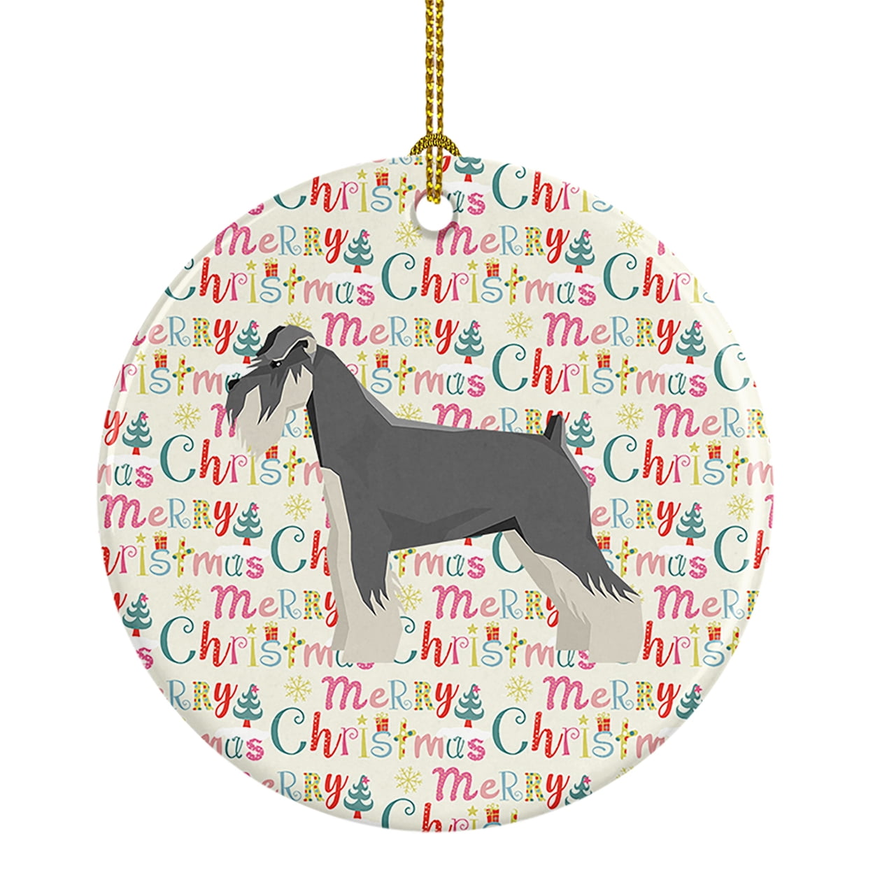 Schnauzer Merry Christmas Ceramic Ornament 2.8 in x 2.8 in