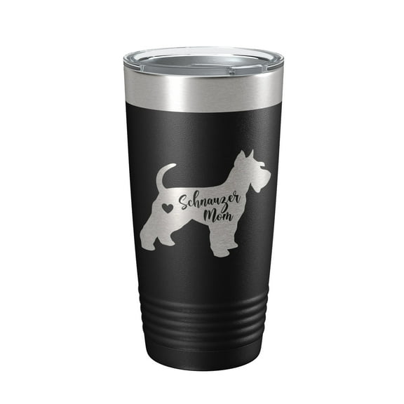 Schnauzer Mom Tumbler Dog Travel Mug Gift Insulated Laser Engraved Coffee Cup 20 oz Black