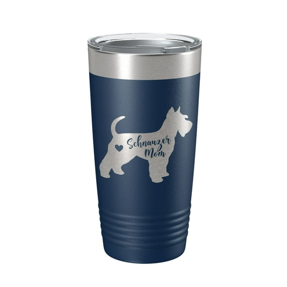 Schnauzer Mom Tumbler Dog Travel Mug Gift Insulated Laser Engraved Coffee Cup 20 oz Navy Blue