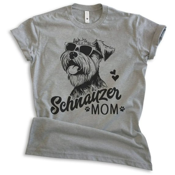 Schnauzer Mom, Unisex Women's Shirt, Mini Schnauzer, Schnauzer Owner, Funny Dog Mom Gift, Dark Heather Gray, X-Large