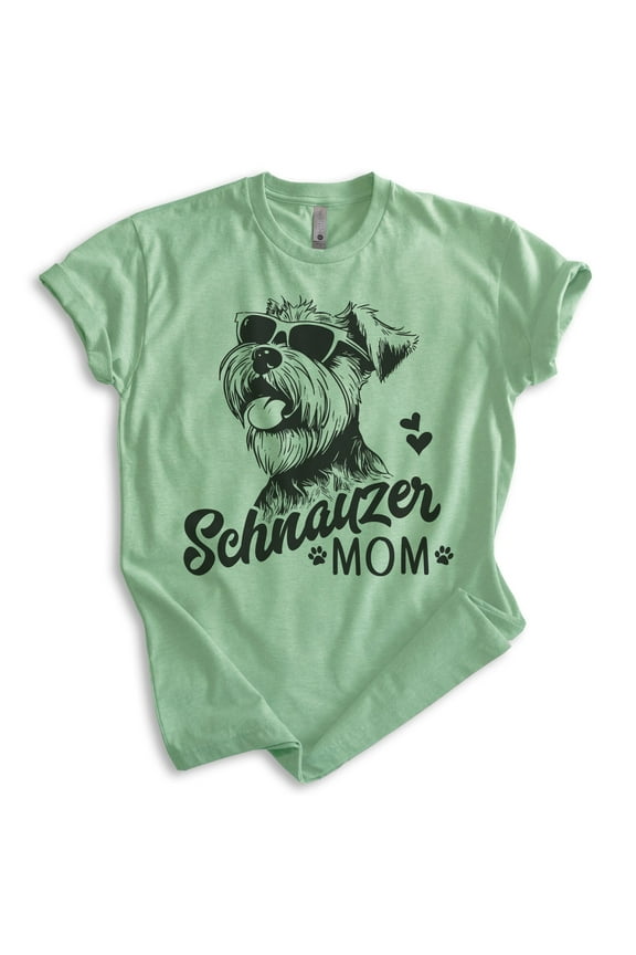 Schnauzer Mom, Unisex Women's Shirt, Mini Schnauzer, Schnauzer Owner, Funny Dog Mom Gift, Heather Apple Green, Small