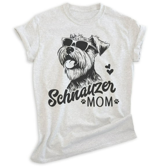 Schnauzer Mom, Unisex Women's Shirt, Mini Schnauzer, Schnauzer Owner, Funny Dog Mom Gift, Heather Ash, Medium