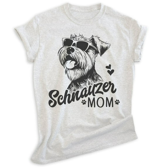 Schnauzer Mom, Unisex Women's Shirt, Mini Schnauzer, Schnauzer Owner, Funny Dog Mom Gift, Heather Ash, XX-Large