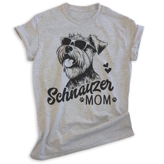 Schnauzer Mom, Unisex Women's Shirt, Mini Schnauzer, Schnauzer Owner, Funny Dog Mom Gift, Heather Gray, 3X-Large