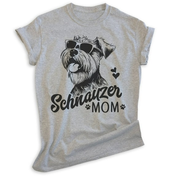 Schnauzer Mom, Unisex Women's Shirt, Mini Schnauzer, Schnauzer Owner, Funny Dog Mom Gift, Heather Gray, Medium