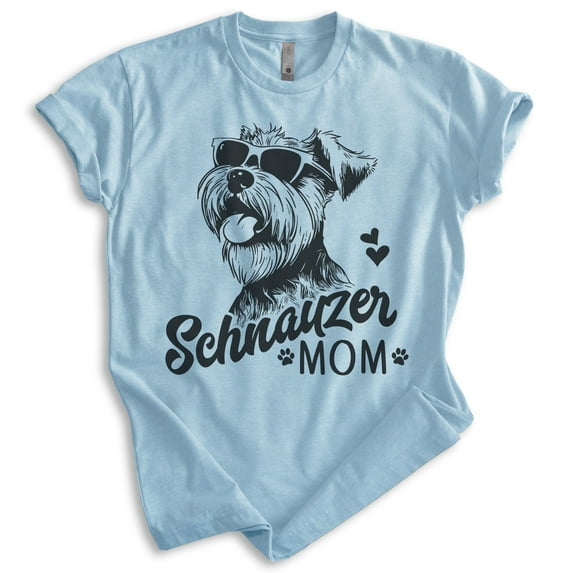 Schnauzer Mom, Unisex Women's Shirt, Mini Schnauzer, Schnauzer Owner, Funny Dog Mom Gift, Heather Light Blue, X-Large