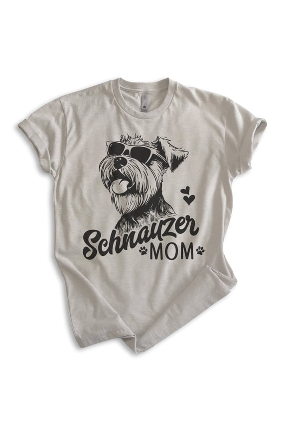 Schnauzer Mom, Unisex Women's Shirt, Mini Schnauzer, Schnauzer Owner, Funny Dog Mom Gift, Light Silk Gray, Large