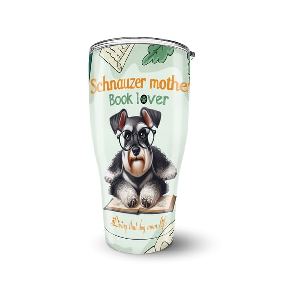 Schnauzer Mother Book Lover Happy Mother's Day 30oz Stainless Steel Tumbler Insulated Cup with Lid Miniature Schnauzer Dog Lover - 03004
