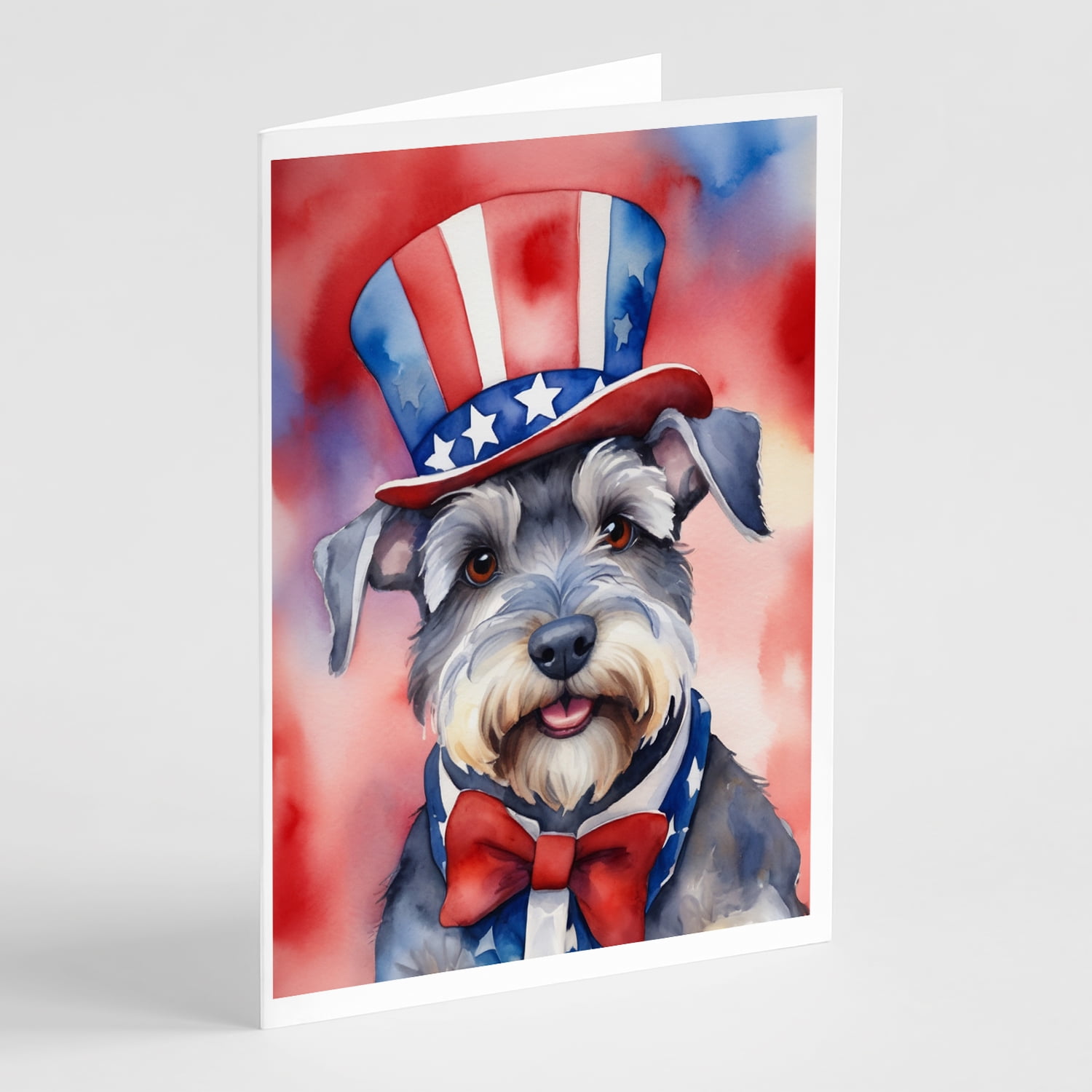 Schnauzer Patriotic American Greeting Cards Pack of 8 7 in x 5 in