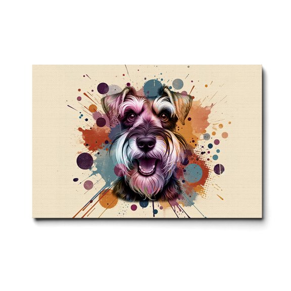 Schnauzer Portrait Watercolor Vintage Retro Styles Horizontal Matte Canvas Poster Miniature Schnauzer Dog Lover Wall Art Home Decor - 00001