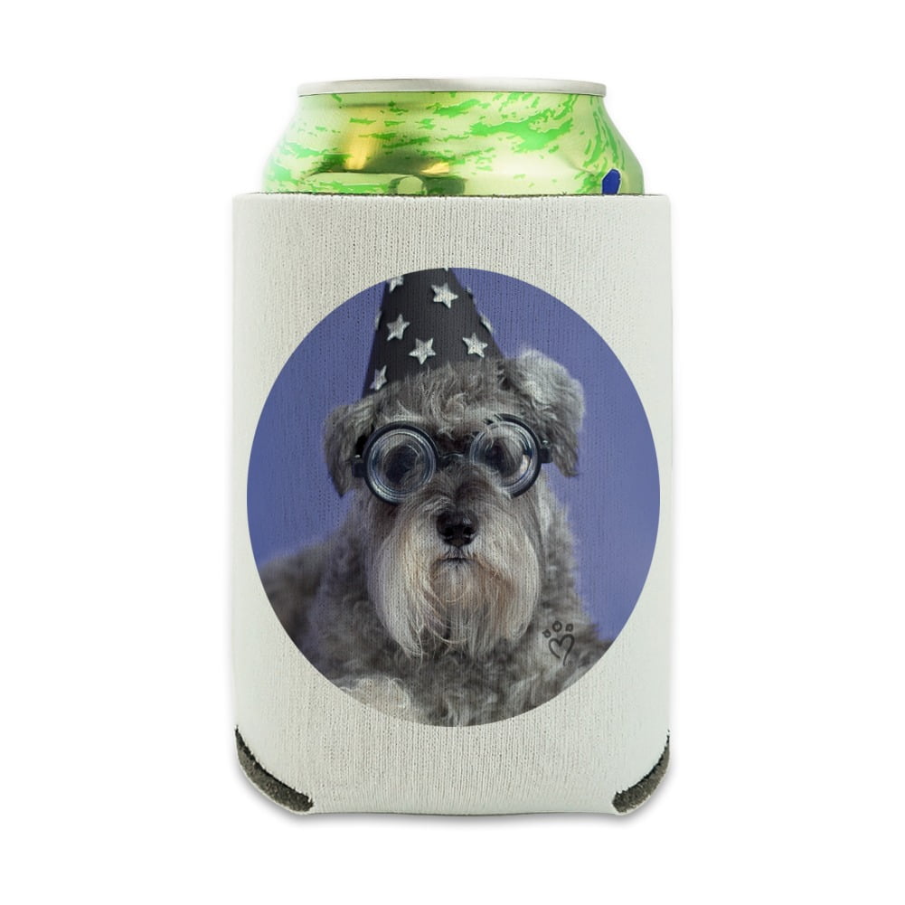 Schnauzer Puppy Dog Wizard Glasses Spell Book Can Cooler Drink