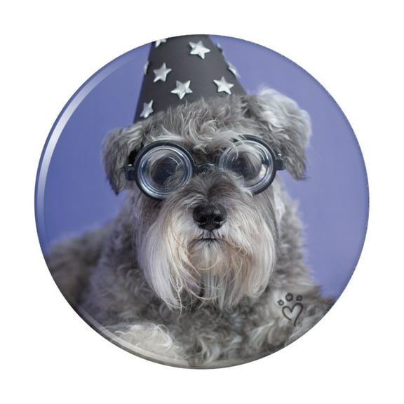 Schnauzer Puppy Dog Wizard Glasses Spell Book Kitchen Refrigerator Locker Button Magnet