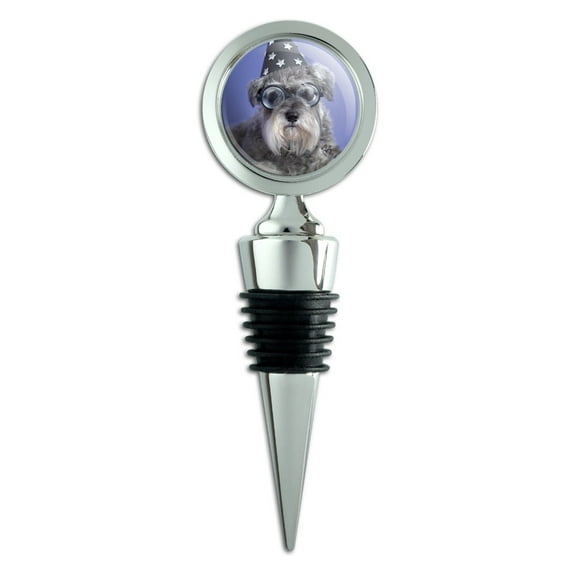 Schnauzer Puppy Dog Wizard Glasses Spell Book Wine Bottle Stopper