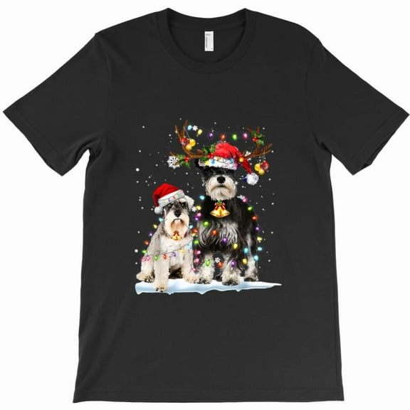 Schnauzer Reindeer With St. Nick Hat Funny Xmas Dog Holiday Graphic T-Shirt - Trending G1667, Up to 5XL