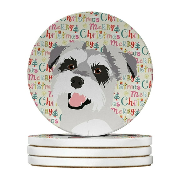Schnauzer Salt and Pepper #2 Christmas Large Sandstone Coasters Pack of 4 4 in x 4 in