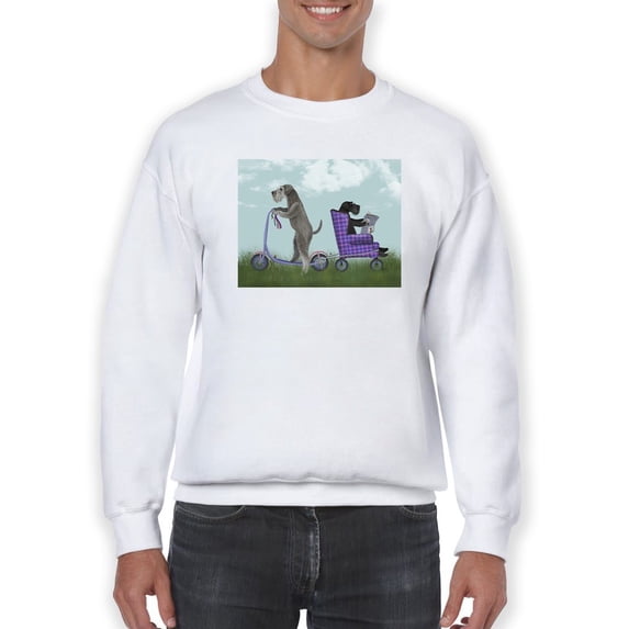 Schnauzer Scooter Sweatshirt Men -Fab Funky Designs, Male Medium