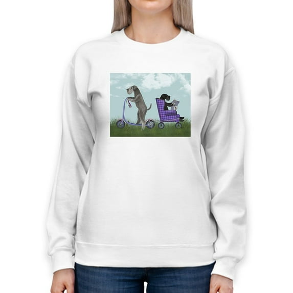 Schnauzer Scooter Sweatshirt Women -Fab Funky Designs, Female Medium
