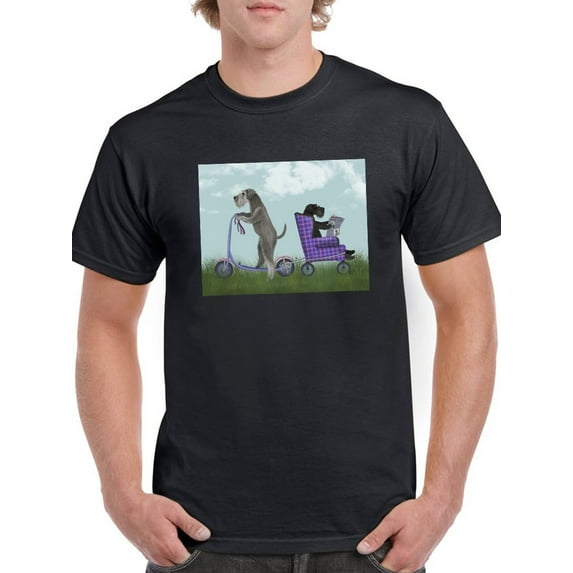 Schnauzer Scooter T-Shirt Men -Fab Funky Designs, Male Small
