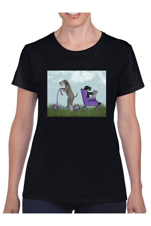 Schnauzer Scooter T-Shirt Women -Fab Funky Designs, Female x-Large